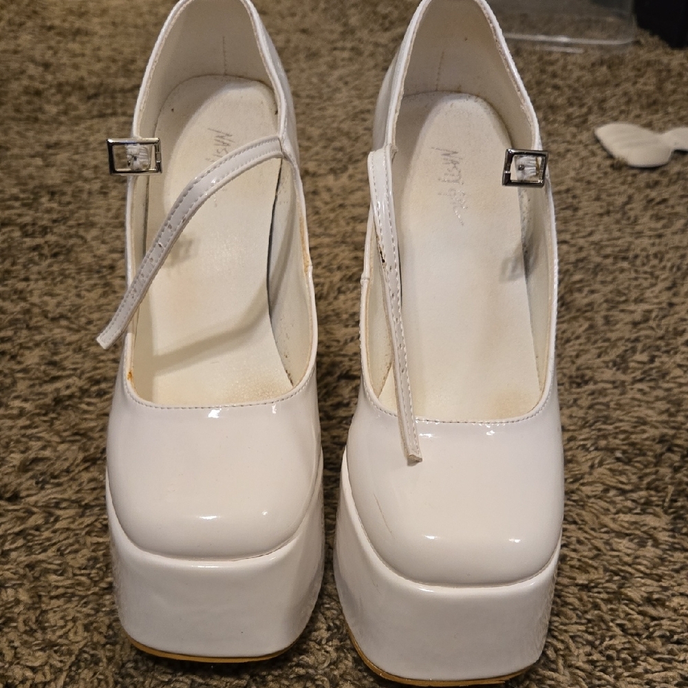 Nasty Gal White Platform Mary Jane Shoes